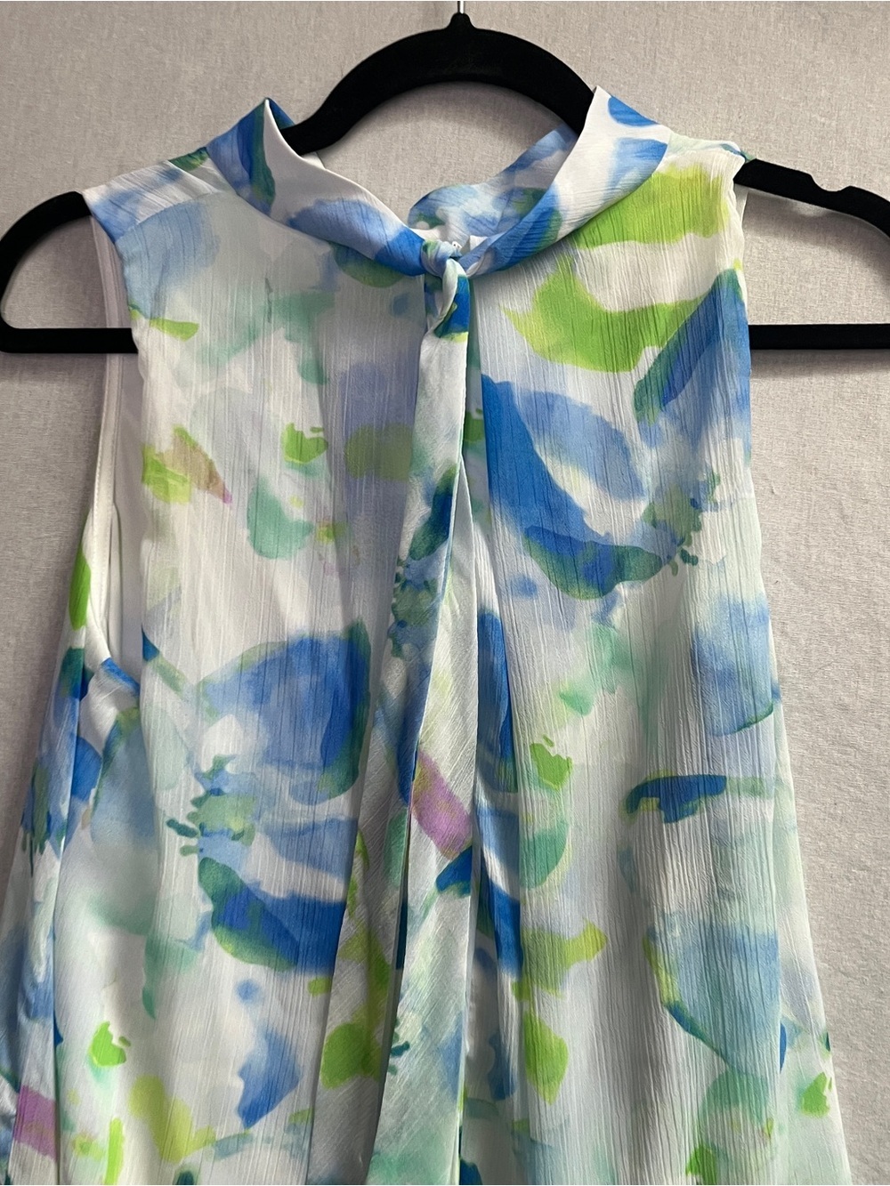 DKNY Watercolor Floral Sleeveless Dress High Neck Blue Green White Size 2 - Picture 3 of 8
